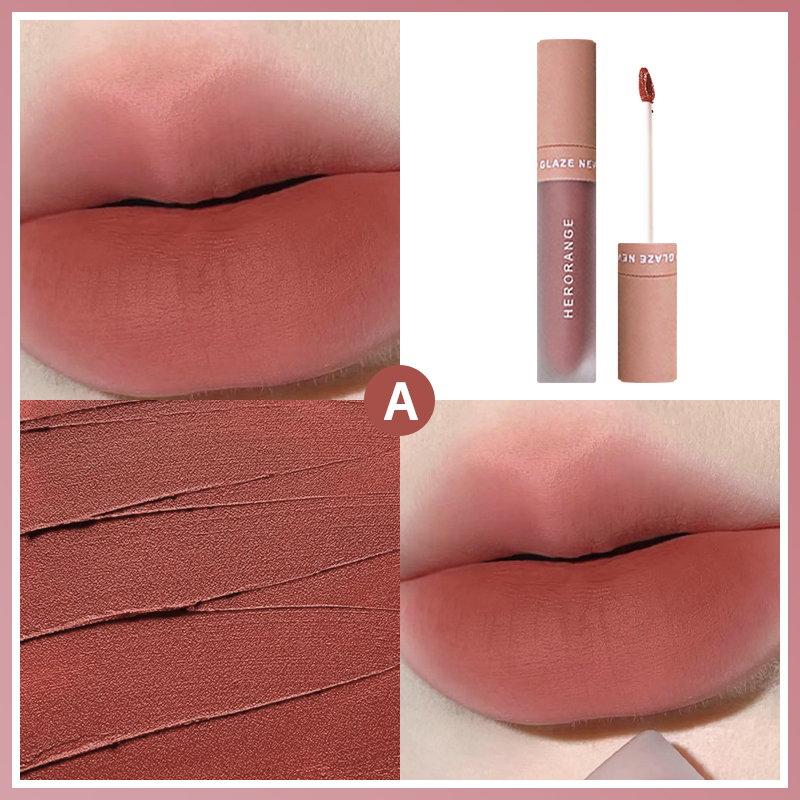 Ranliy✨Son Kem Lì Herorange Thiết Kế Vỏ Dễ Thương Trong Suốt