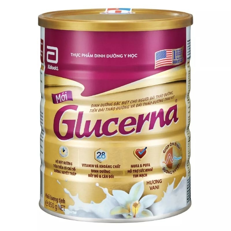 Sữa bột Glucerna hương vani 850g/400g dành cho người tiểu đường