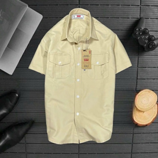 Áo sơ mi nam 2 túi tay ngắn có màu trắng đen