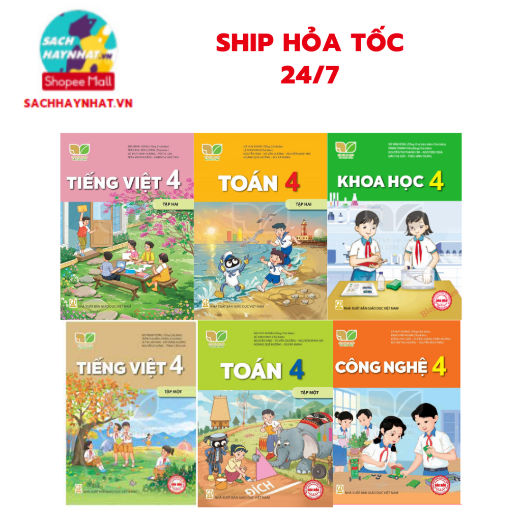 Sách - ( Kết nối ) : Tiếng Việt 4 tập 1,Tiếng Việt 4 tập 1, toán 4 tập 1, toán 4 tập 2 + Bán kèm 1 cuốn tô màu 15k