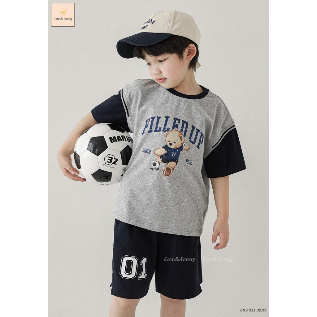 Bộ bé trai hình gấu J&J thể thao cho bé trai
