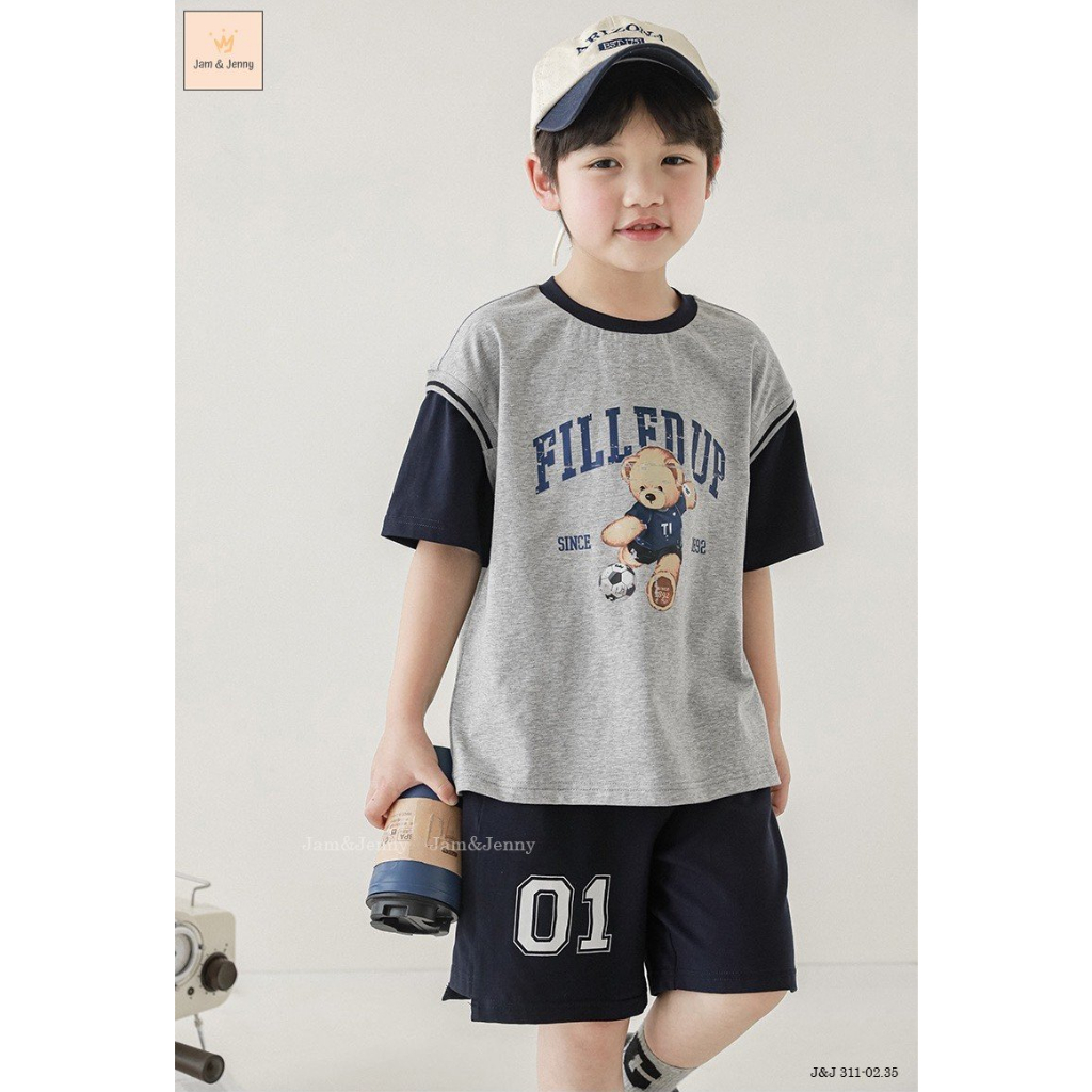Bộ bé trai hình gấu J&J thể thao cho bé trai