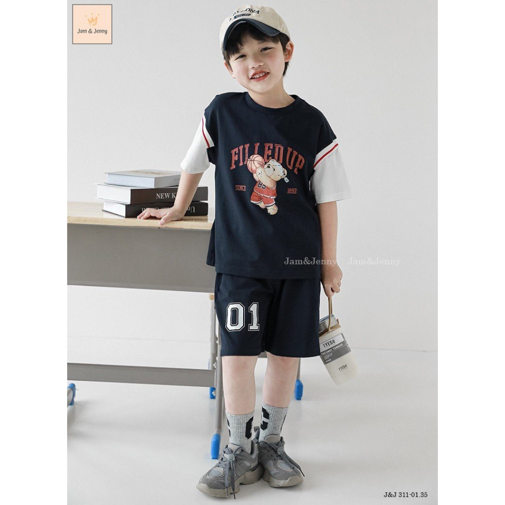 Bộ bé trai hình gấu J&J thể thao cho bé trai