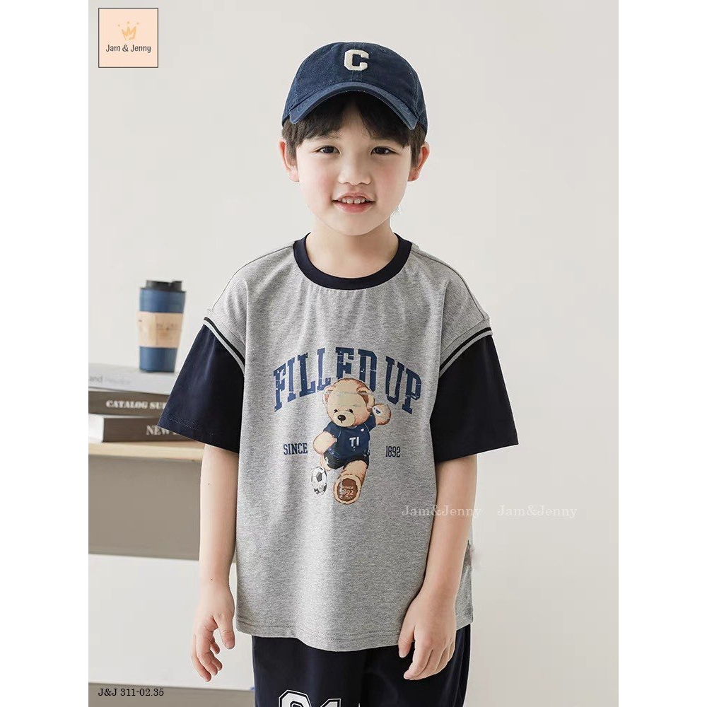 Bộ bé trai hình gấu J&J thể thao cho bé trai