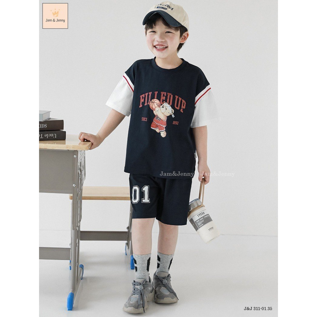 Bộ bé trai hình gấu J&J thể thao cho bé trai