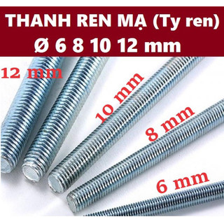 Ty ren, thanh ren mạ kẽm, ty ren suốt m6, m8, m10, m12