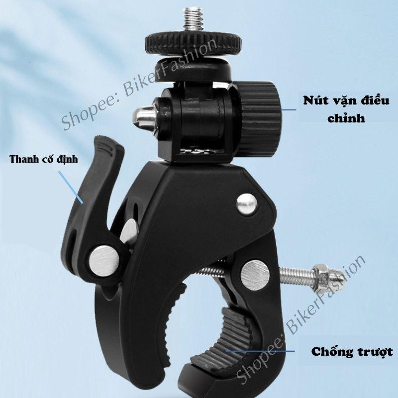 Phụ Kiện Kẹp Ghi Đông Dùng Cho Điện Thoại, Camera Hành Trình Gopro SJcam Eken DJI Osmo Action, Cây Livestream