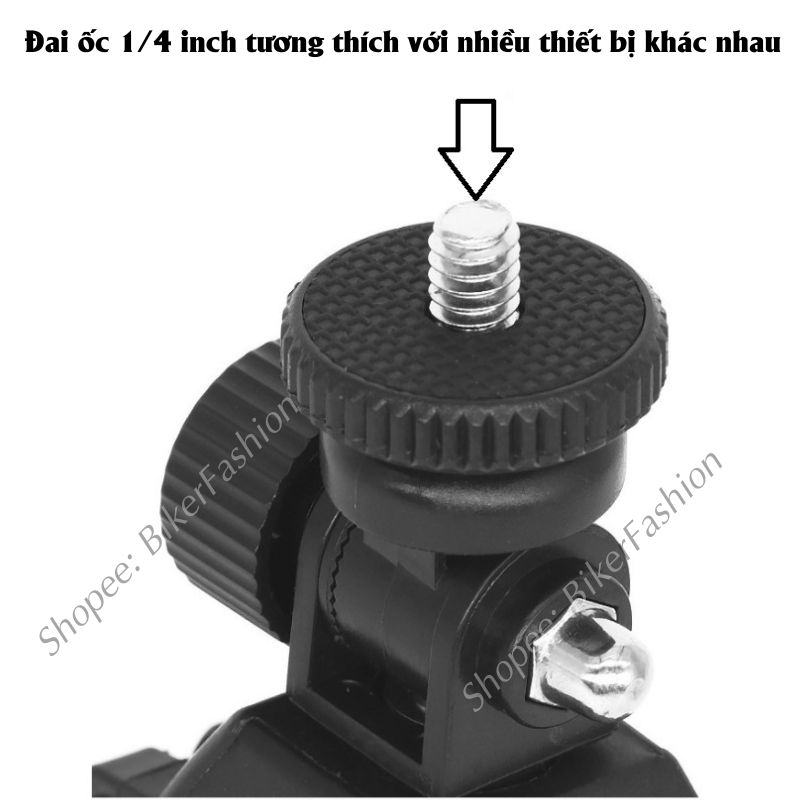 Phụ Kiện Kẹp Ghi Đông Dùng Cho Điện Thoại, Camera Hành Trình Gopro SJcam Eken DJI Osmo Action, Cây Livestream