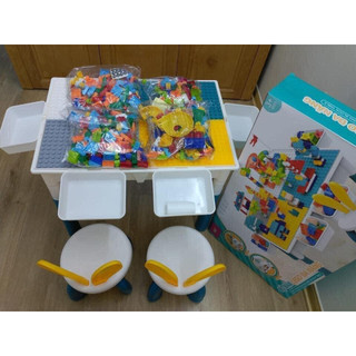 Bộ Bàn Ghế lego xếp hình lego cho bé loại to, Đồ chơi cho bé đa năng