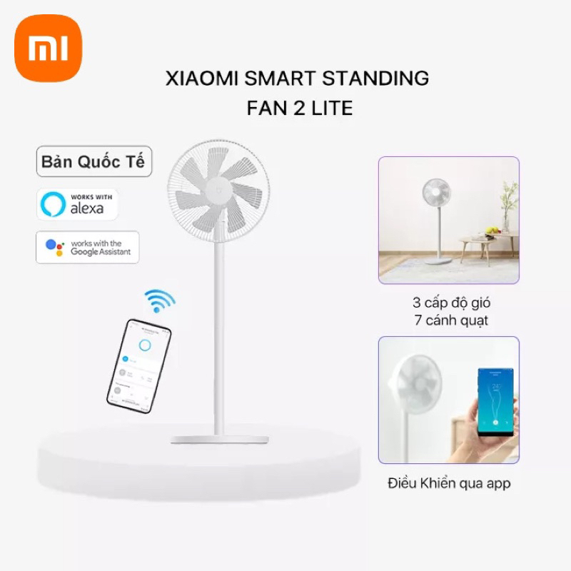 Quạt đứng thông minh Xiaomi Fan 2 Lite, Bản quốc tế, dụng trợ lý Google, Alexa và Mi Home APP, BH 1 năm