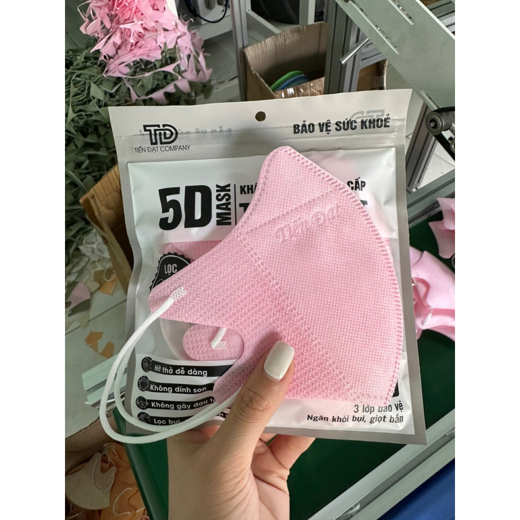 Khẩu Trang 5D Mask Người Lớn Tiến Đạt Thùng 100 Cái, Khẩu Trang Chống Tia UV 50+++ Chính Hãng