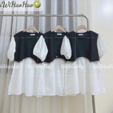 Áo Bầu Thời Trang Công Sở Dáng Baby Doll Chất Cotton Phối Sơ Mi Tay Bồng