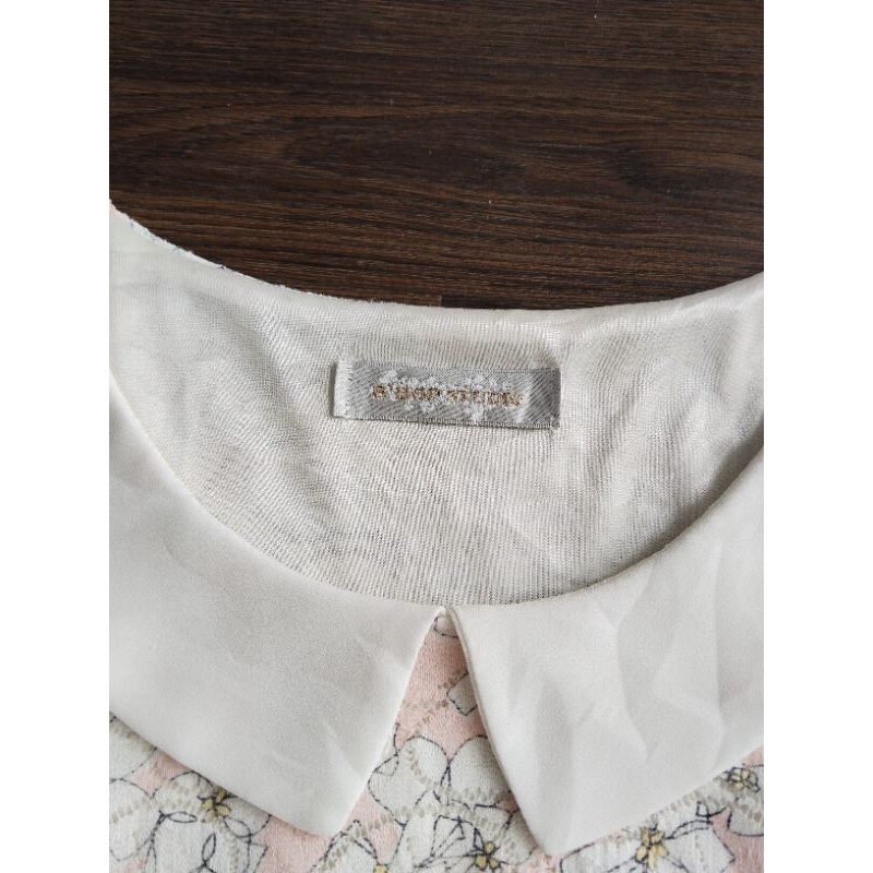 Đầm xòe cổ peter pan, hoa nhí eo thun, đầm công sở dạo phố