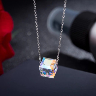 Dây chuyền kèm mặt khối vuông pha lê swarovski lấp lánh phụ kiện trang sức thời trang hàn nhật