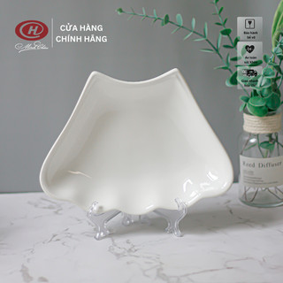 Đĩa Hoa Mặt Trời Trắng Trơn - Sứ Minh Châu (1 Chiếc)