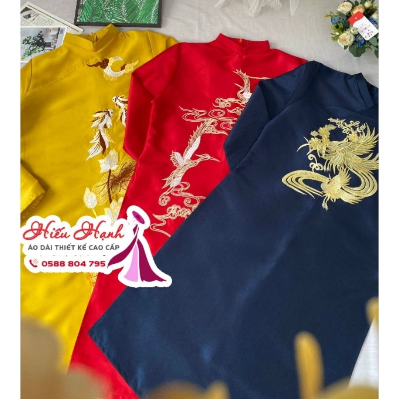 Áo dài nam cách tân chất vải tafta cao cấp họa tiết thêu nổi nam tính, sang trọng