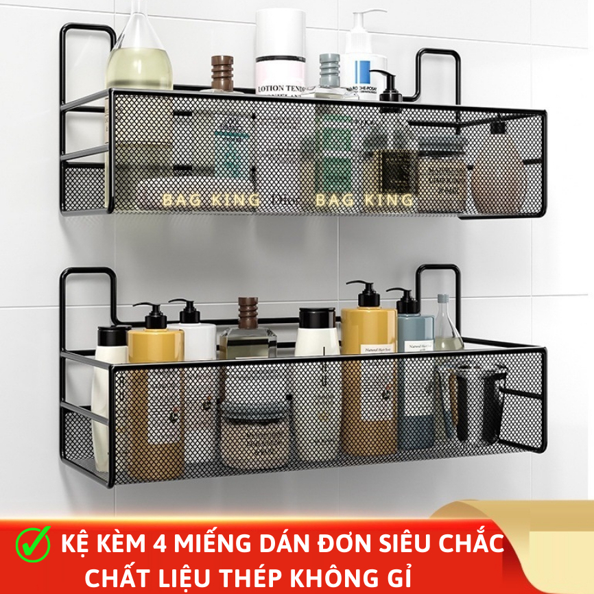 Kệ Để Đồ Nhà Tắm Hình Chữ Nhật, Kệ Góc Kim Loại Dán Tường Cao Cấp Không Rỉ Siêu Chắc - Tặng kèm miếng dán | BigBuy360 - bigbuy360.vn