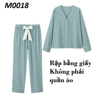 Rập giấy cắt sẵn mã M0018- rập giấy mẫu bộ mặc nhà dài tay, cổ V