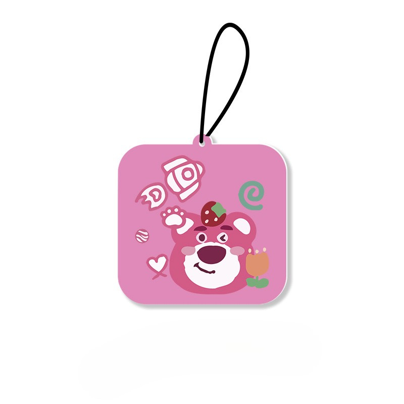 Lá thơm treo gương Gấu dâu Lotso, Chaien, Hoa trà....Lá treo khuếch tán nước hoa trang trí xe hơi