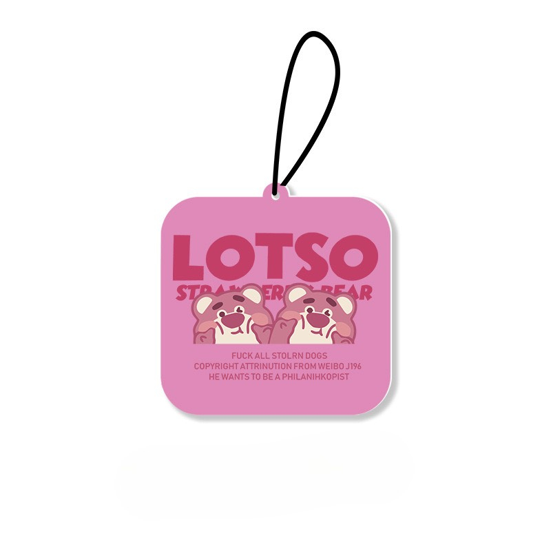 Lá thơm treo gương Gấu dâu Lotso, Chaien, Hoa trà....Lá treo khuếch tán nước hoa trang trí xe hơi