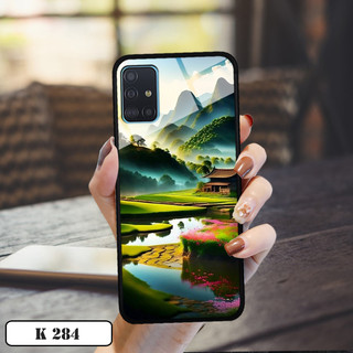 Ốp lưng kính 3D Phong Cảnh Đồng Quê cho Samsung Galaxy A51