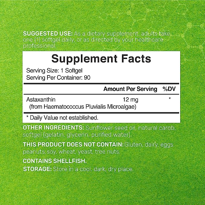 Deal Supplement Viên uống chống oxy hóa, đẹp da Astaxanthin 12mg, hỗ trợ mắt, khớp và tăng cường miễn dịch 90 viên