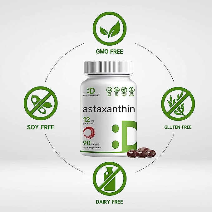 Deal Supplement Viên uống chống oxy hóa, đẹp da Astaxanthin 12mg, hỗ trợ mắt, khớp và tăng cường miễn dịch 90 viên