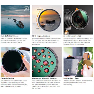 Kính Lọc Filter K&F Concept Nano-X Series Variable ND3-ND1000 (1.5 - 10Stop)