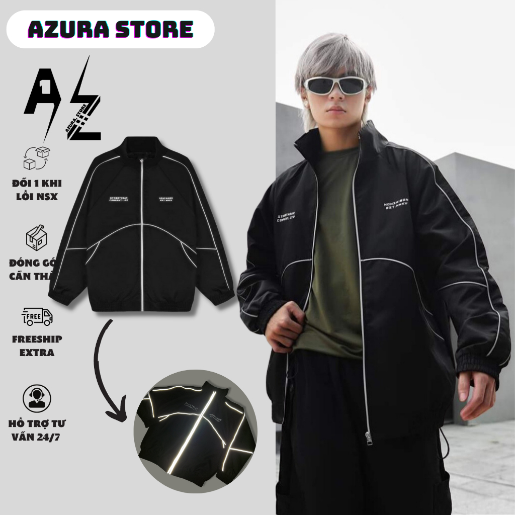 Áo Khoác DÙ VIỀN PHẢN QUANG NOWSAIGON Form rộng chất vải 3 lớp dày dặn - AZURA3 Store