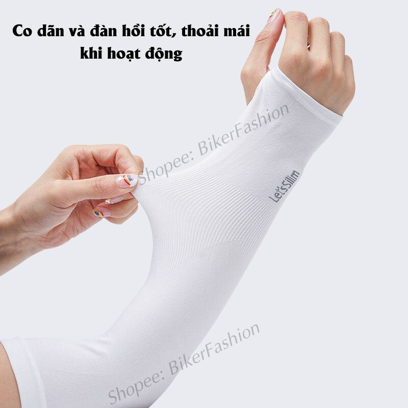 Găng Tay Chống Nắng Nam Nữ Let's Slim Bao Tay Đi Phượt Xỏ Ngón Vải Co Giãn Tốt Mát Mẻ