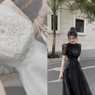 (ĐẦM BIGSIZE 50KG ĐẾN 90KG ) đầm dài phối ren đính đá