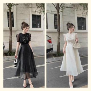 Đầm phối ren đi tiệc sang trọng