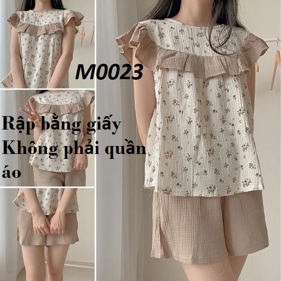 Rập giấy cắt sẵn mã M0023- rập giấy mẫu bộ ba lỗ mặc nhà, quần đùi (bản vẽ)