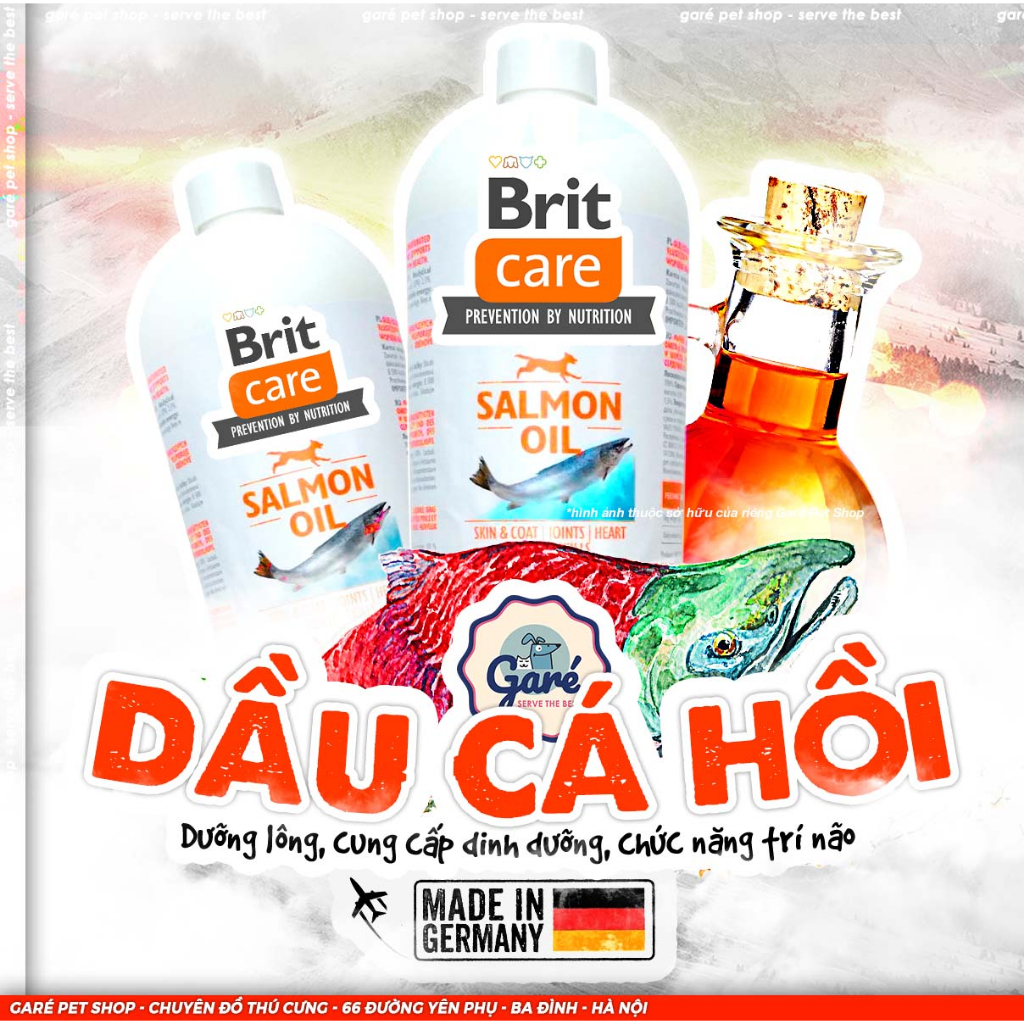 Dầu cá hồi Đức BRIT cho Mèo Chó dưỡng đẹp da lông, bổ sung Omega-3, Axit Béo hỗ trợ tiêu hóa Care Salmon Oil lớn