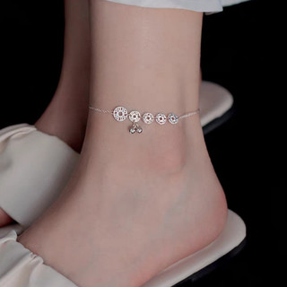Lắc chân titan đồng tiền treo chuông lục lạc dễ thương style hàn quốc