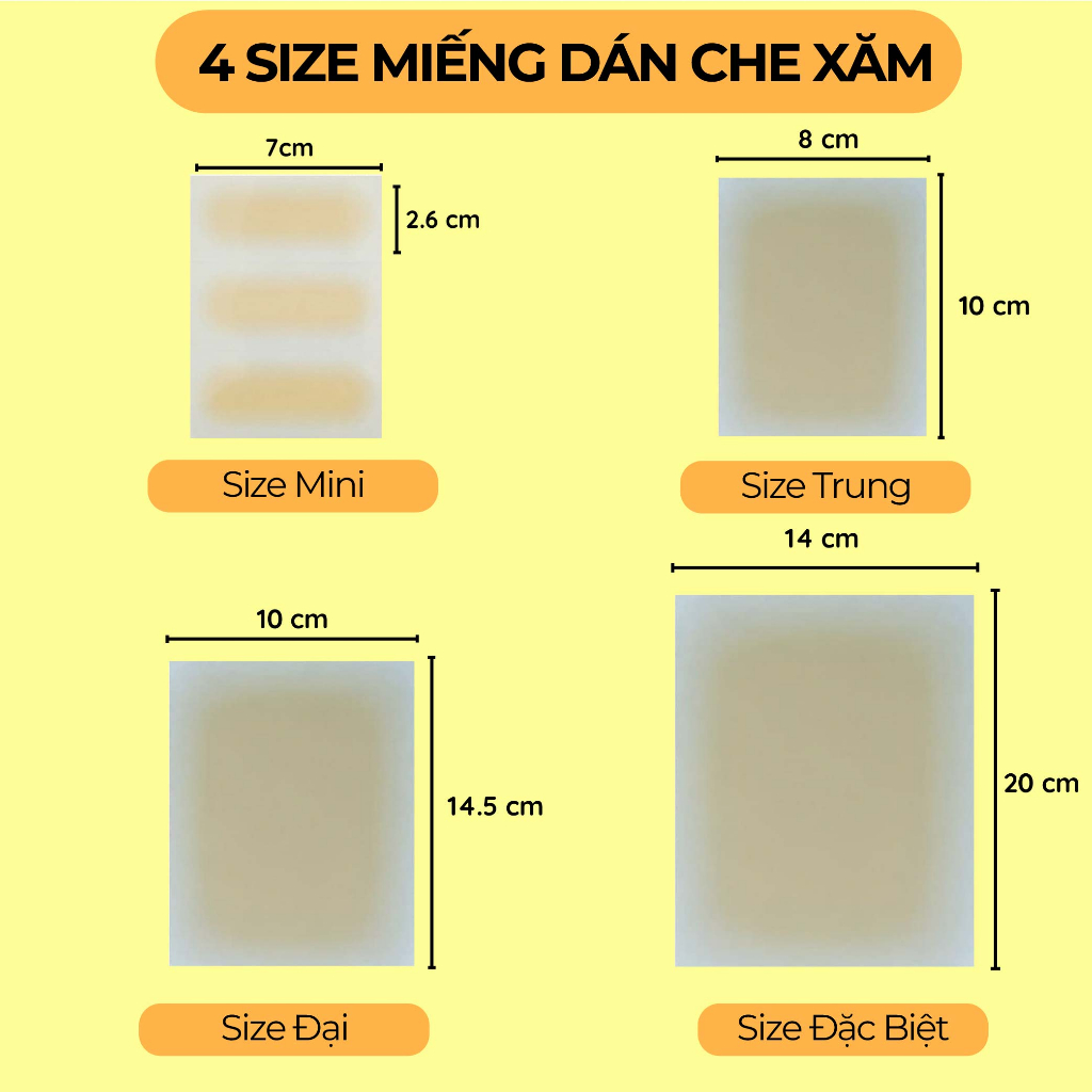 Miếng dán che hình xăm đậm màu TATUCA 3 màu da A1003