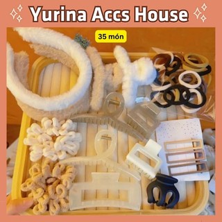 Set 35 phụ kiện tóc gồm nhiều kiểu kẹp tóc, chun cột tóc