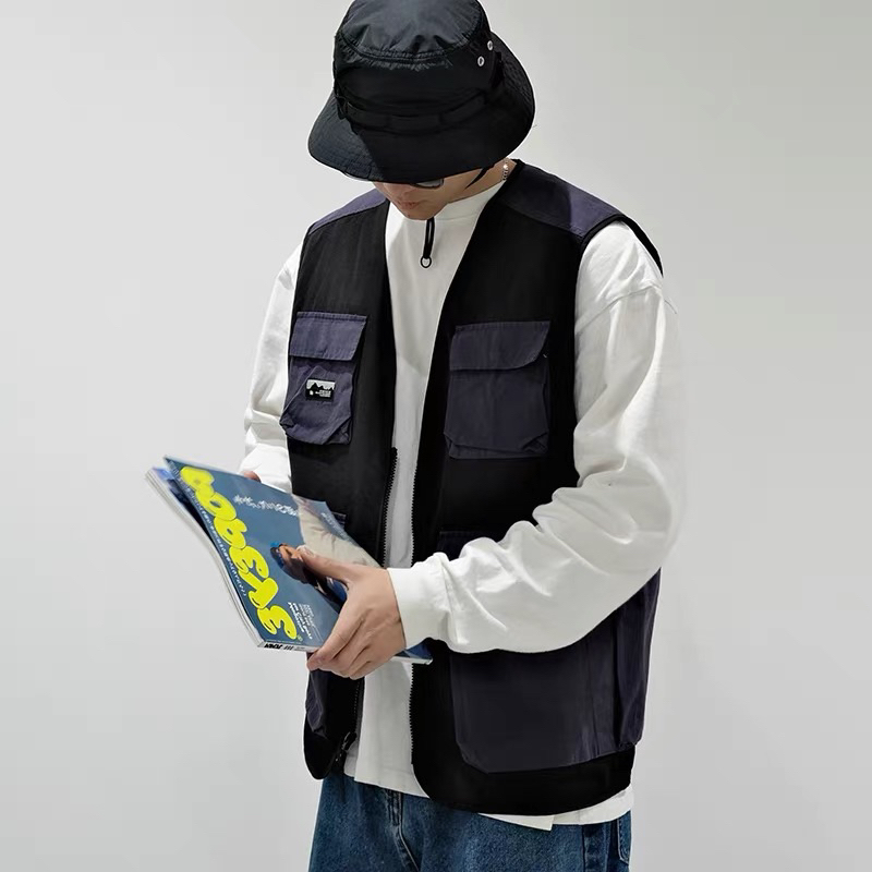 Áo Gile Túi hộp phong cách vintage . Áo khoác nam nữ túi hộp