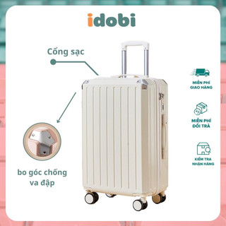 Vali du lịch size 20 24inch IDOBI PVL23-11/12 bịt góc chống va đập vali tay kéo tích hợp cổng USB hỗ trợ sạc