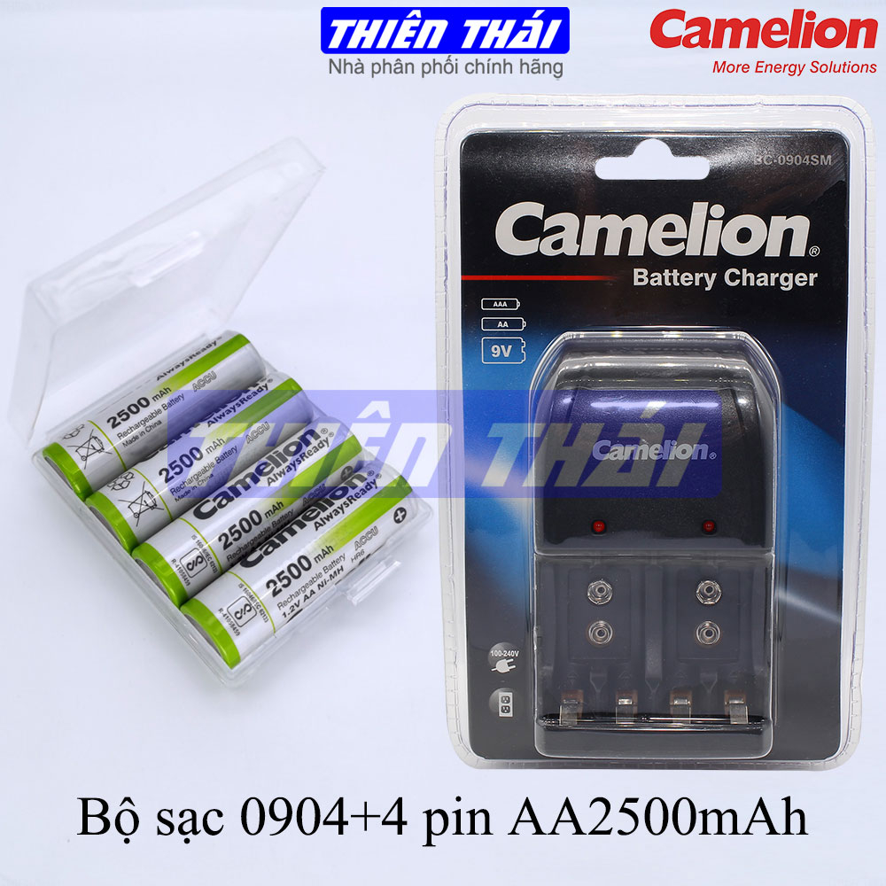 Bộ sạc Camelion BC-0904SM,kèm pin AA2700mAh,AA2500mAh,AA2300mAh,AAA1100mAh,9V200mAh,Bộ sạc tiêu chuẩn