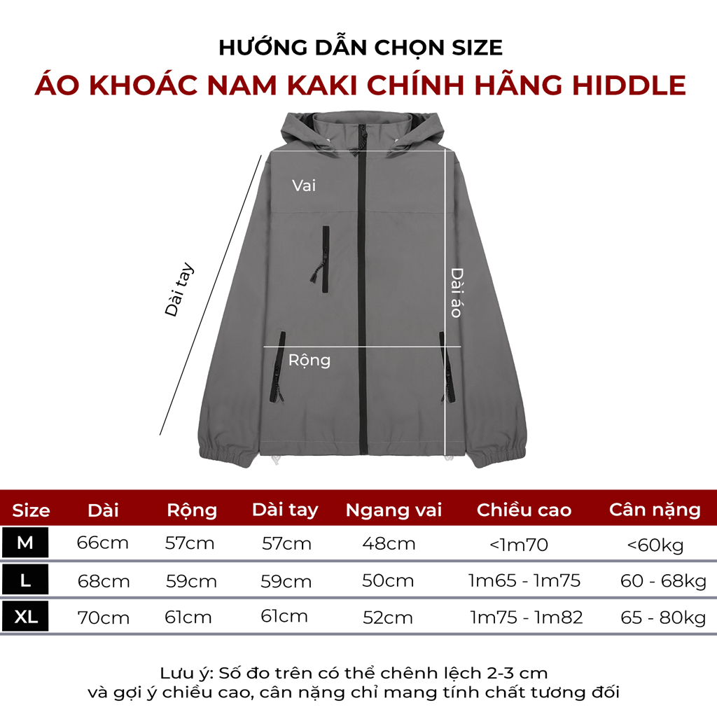 Áo khoác gió nam có mũ 2 lớp màu đen, xanh, xám kháng nước cản gió HIDDLE | H7-AK11