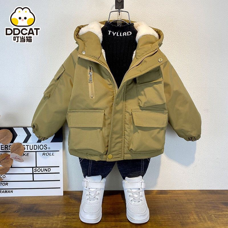 Áo Khoác Đệm Cotton Lót Lông Cừu Phong Cách Thời Trang Mới 2023 Cho Bé Trai