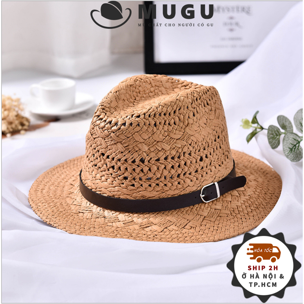 Mũ Phớt Fedora Nam Nữ MC13 Vành Rộng Mugout - Nón Phớt Đi Biến Vintage Chất Liệu Cói | Mũ Chất HN