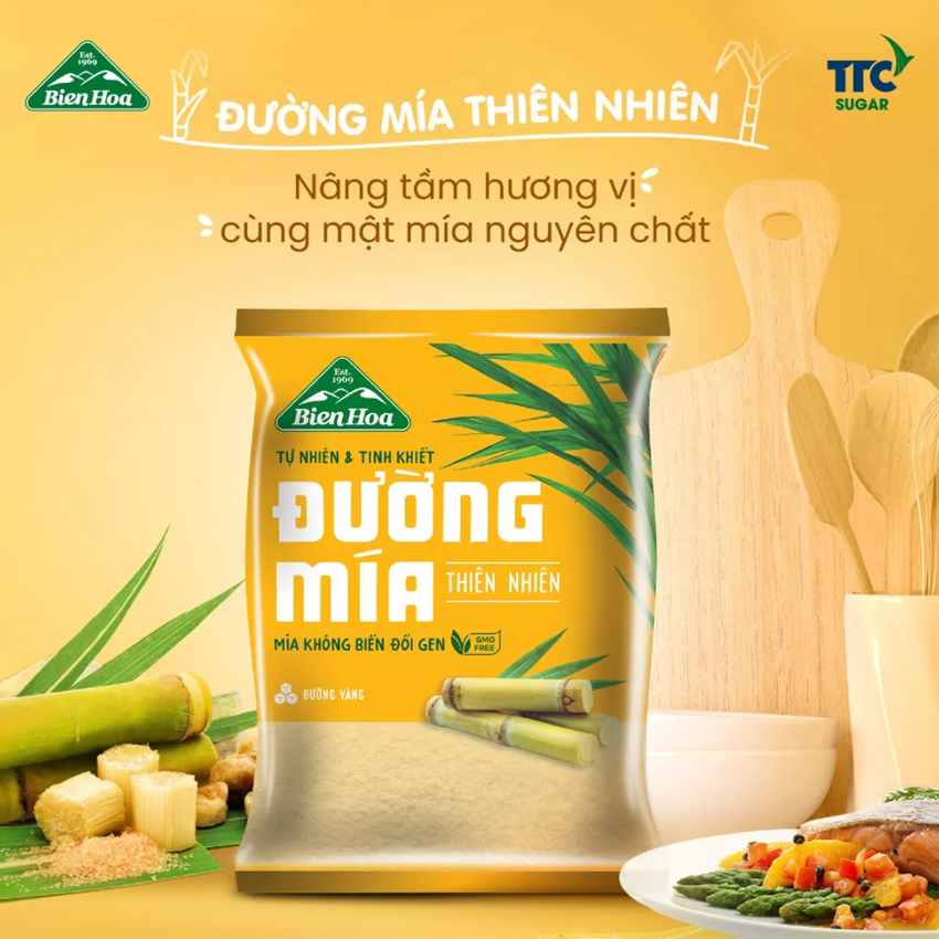 Đường cát nâu thiên nhiên Biên Hòa 1kg/túi