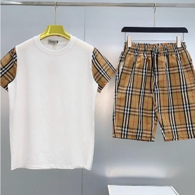Đồ bộ quần áo hè nam cộc tay phối BBR cực hót Tay Kẻ Vàng unisex nam nữ form rộng oversize chất liệu Cotton
