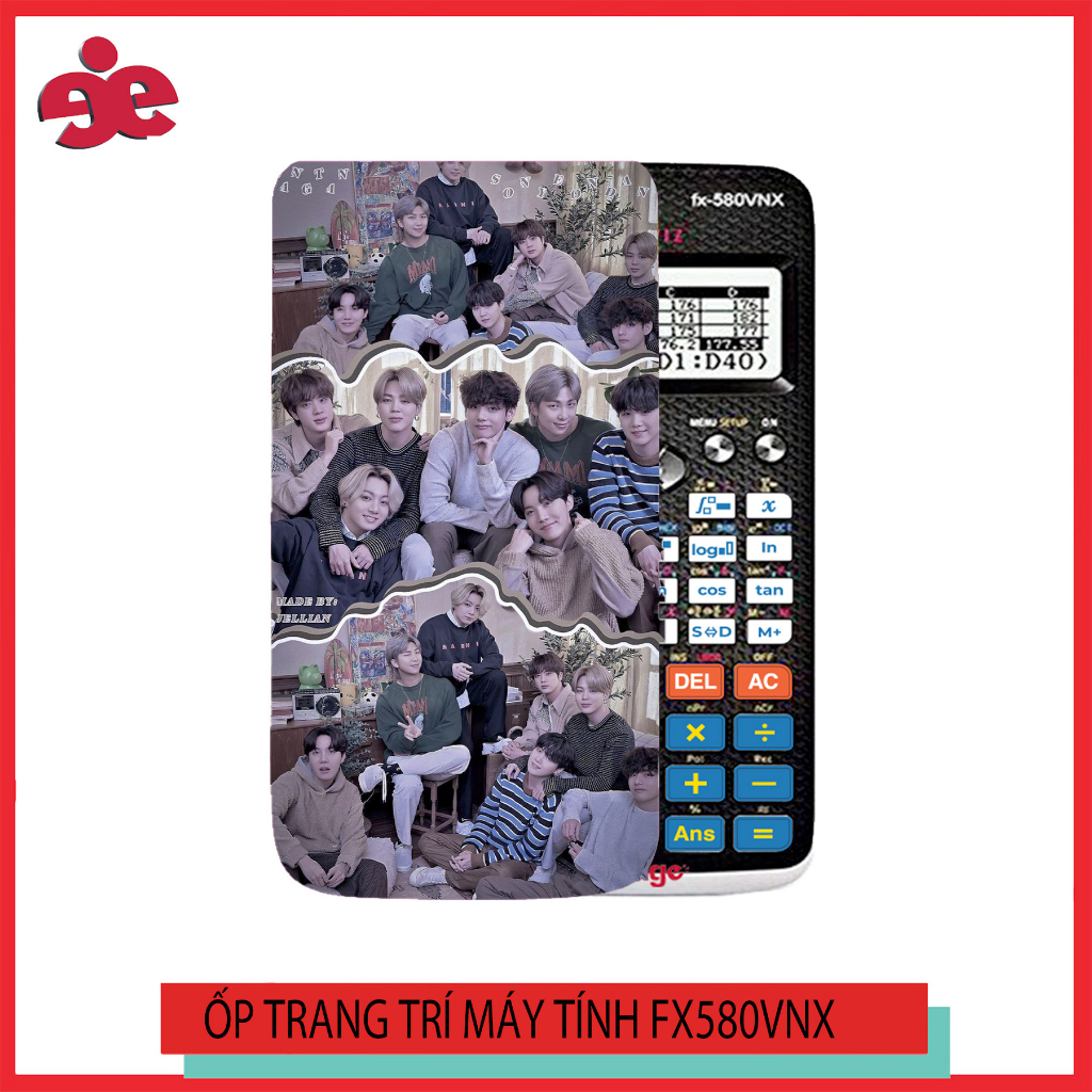 ỐP TRANG TRÍ MÁY TÍNH CASIO FX 580VNX HÌNH BTS-NHẬN IN THEO YÊU CẦU!!