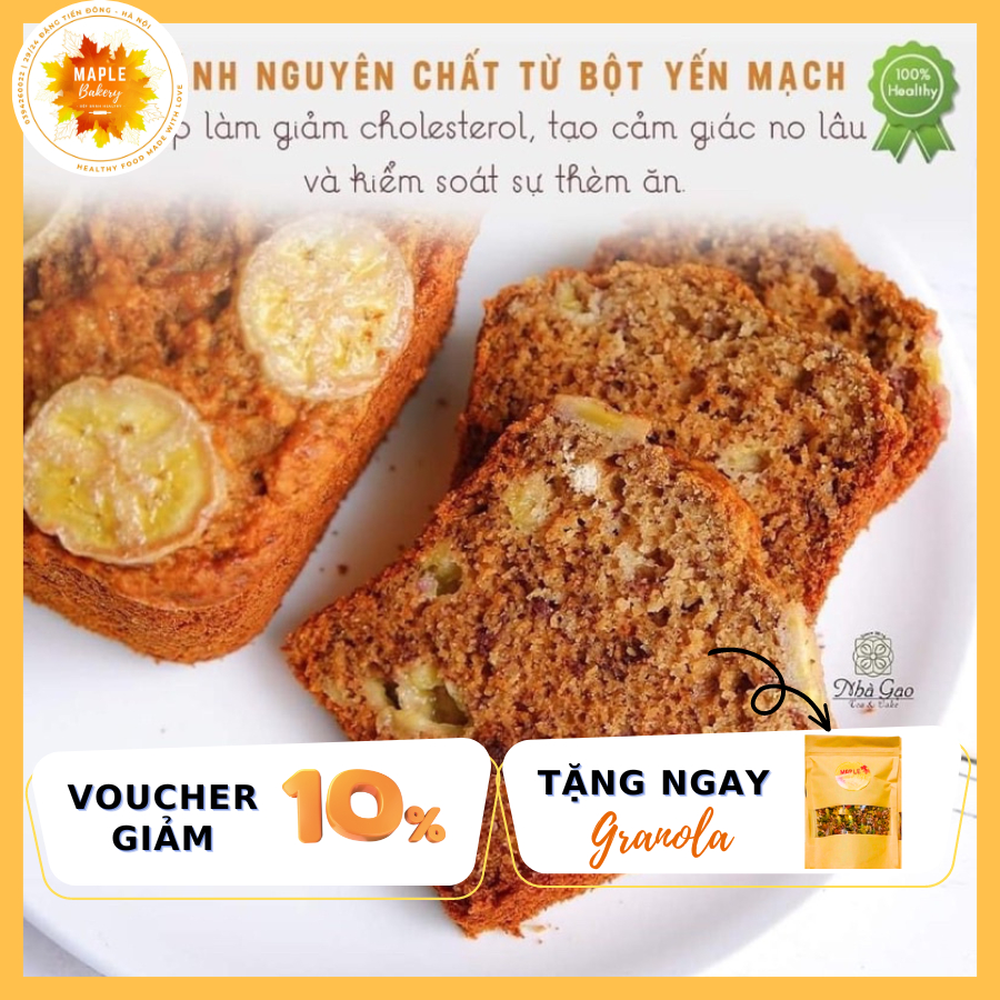 [Ship hoả tốc] Bánh chuối yến mạch chocolate - Hỗ trợ giảm cân, tốt cho sức khoẻ (220g)