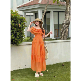 Váy maxi thiết kế tơ mềm V162