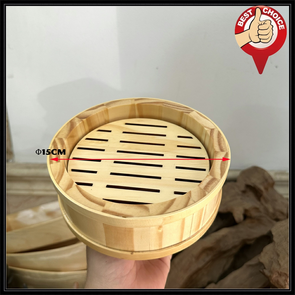 Khay gỗ tròn trang trí sashimi - Khay gỗ trang trí sushi sashimi hình tròn Φ15cm - Gỗ Thông
