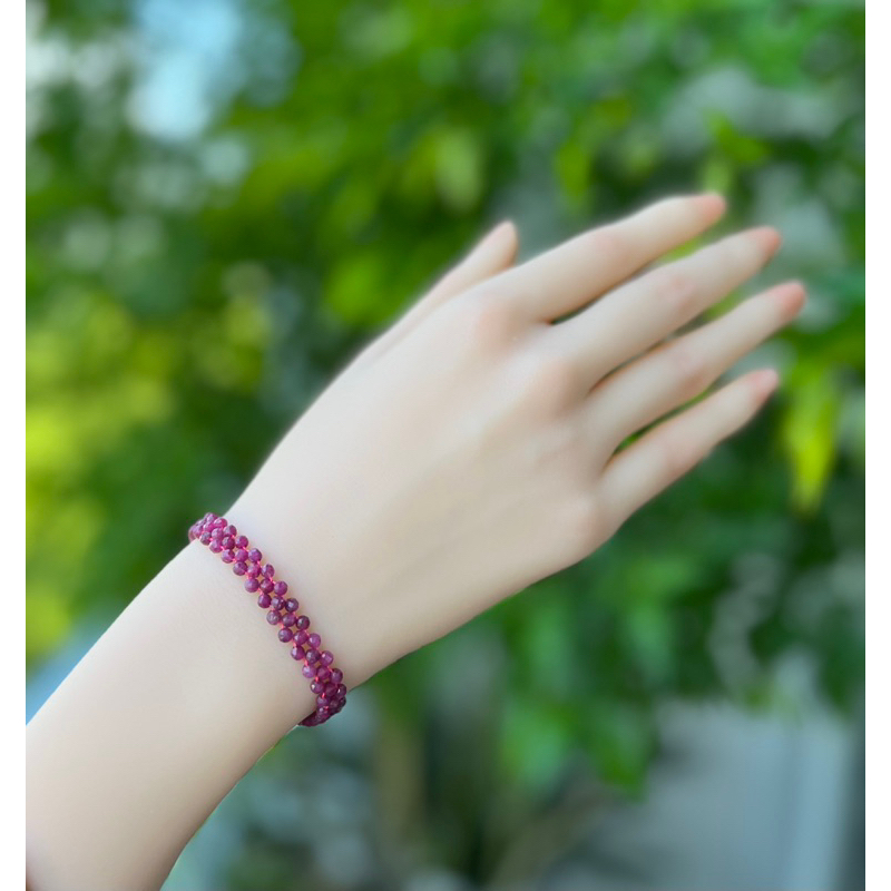 Chuỗi vòng cổ và tay đá Rubyy thiên nhiên